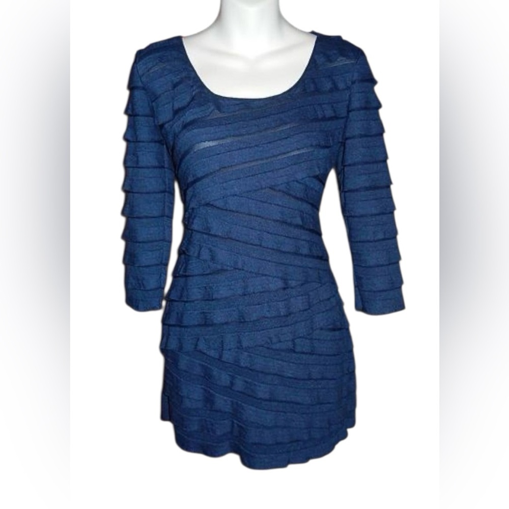 Max Studio Layered Body Con Tunic Dress in PRPLBLUE-  NWT M